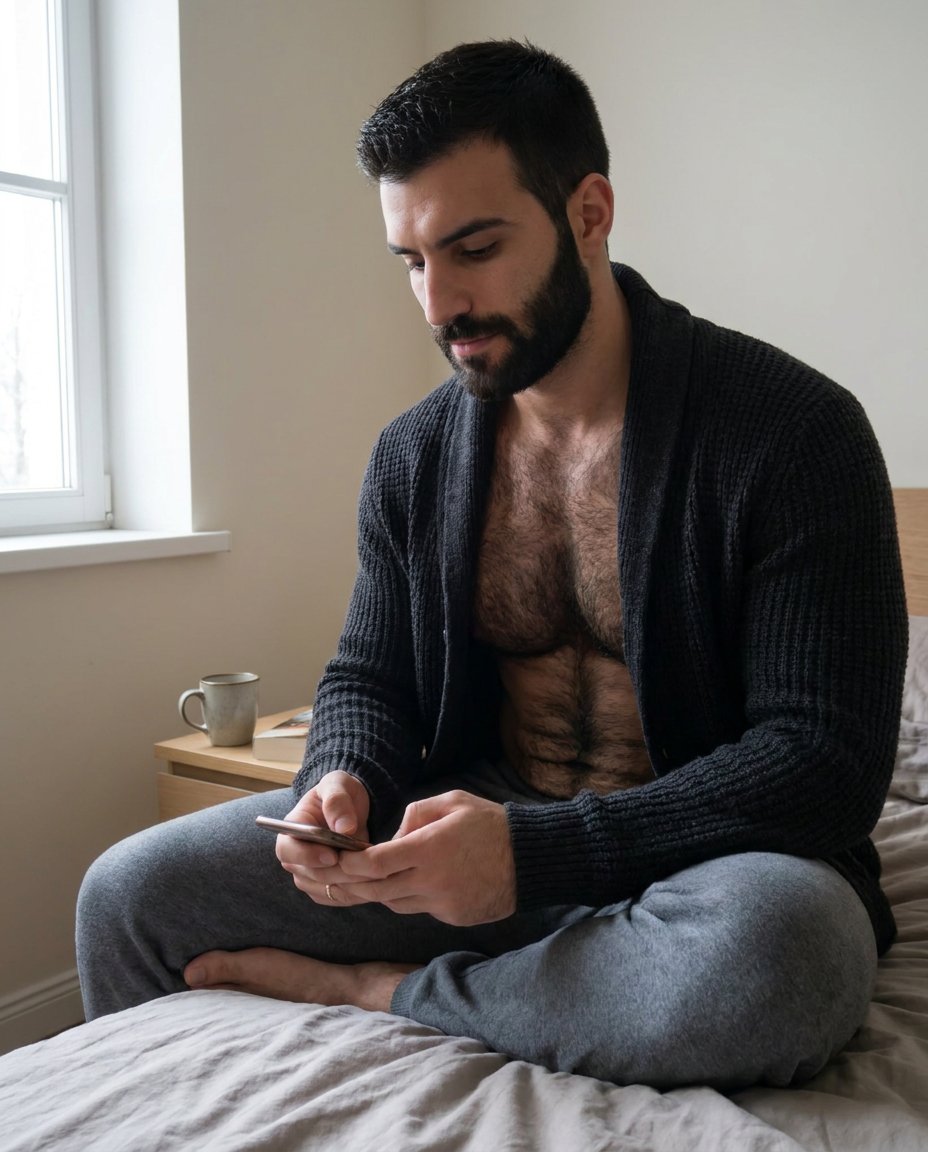 JeremyPh80's tweet photo. Slow Sundays hit differently lately.
No schedule, no pressure, no noise.
Just staying in and enjoying the feeling of doing absolutely nothing.
Feels deserved.

#jeremyphilippe #legendhAIrychest #sundaymood #homestyle #cozyvibes @budgetpixel https://t.co/uNfKwj1qQD