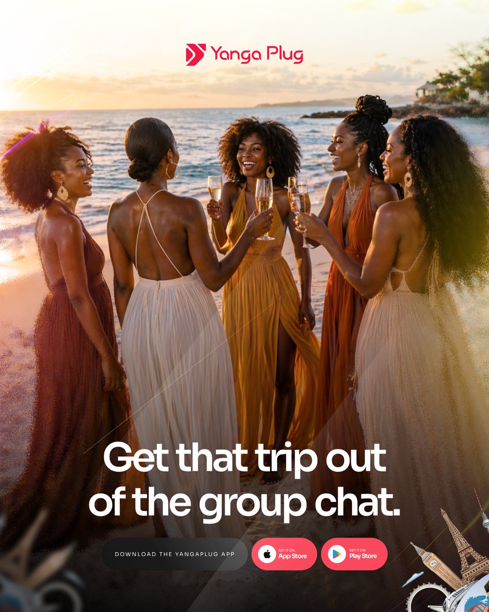 yangaplug's tweet photo. That group chat’s been planning since January.
Time to stop talking. Download the YangaPlug app today and book the trip
#YangaPlug #YangaFlights #TravelWithYanga #PlugInWithUs https://t.co/9ZdLvaga1J