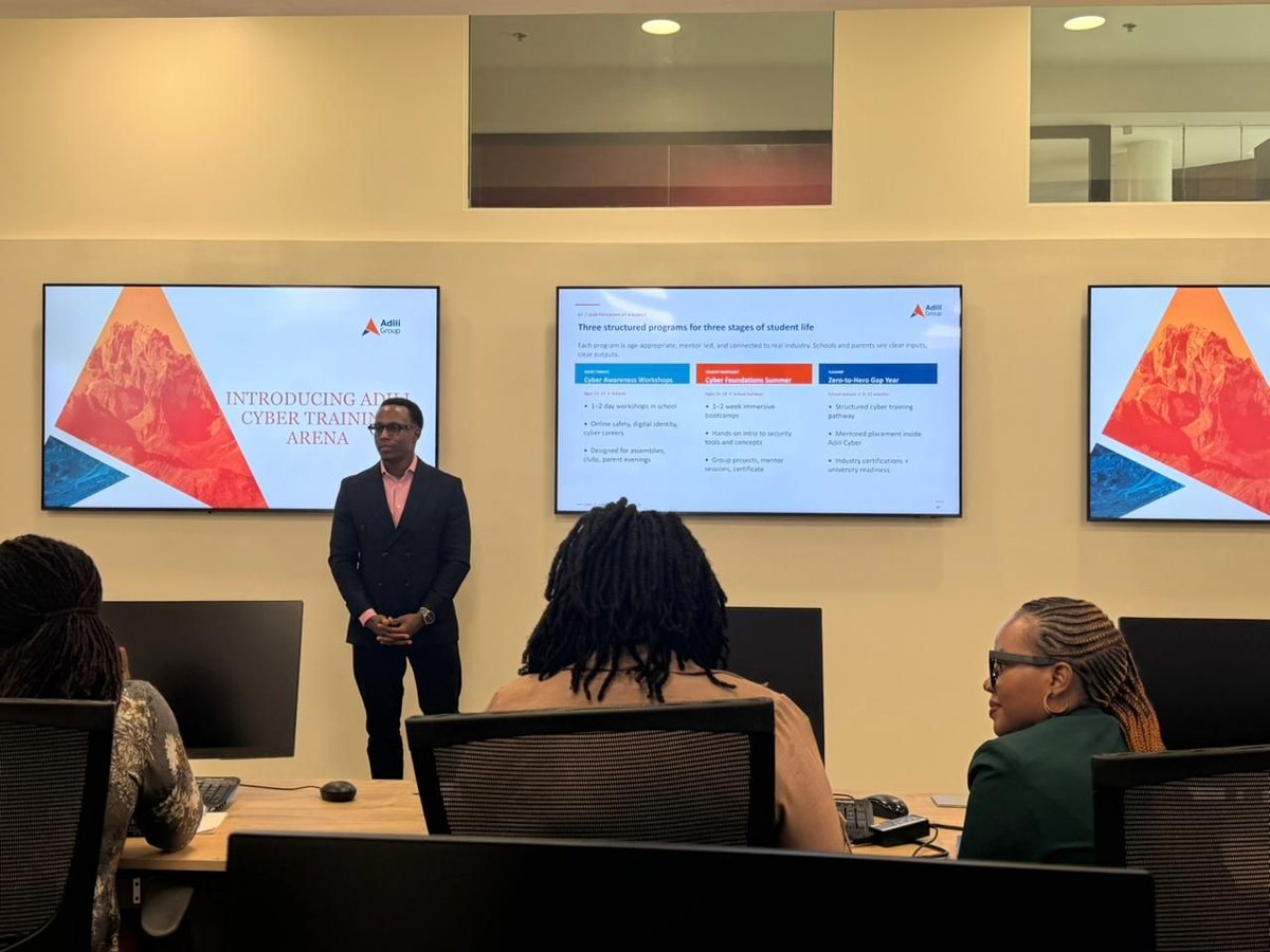 AdiliGroup's tweet photo. Adili Cyber hosted a careers briefing on the growing role of cyber, AI, and digital skills in the future workforce. Through the Adili Cyber Arena, we are building practical training pathways to equip the next generation. To learn more, reach out to adili.training@adili.africa https://t.co/ccBesIliSP
