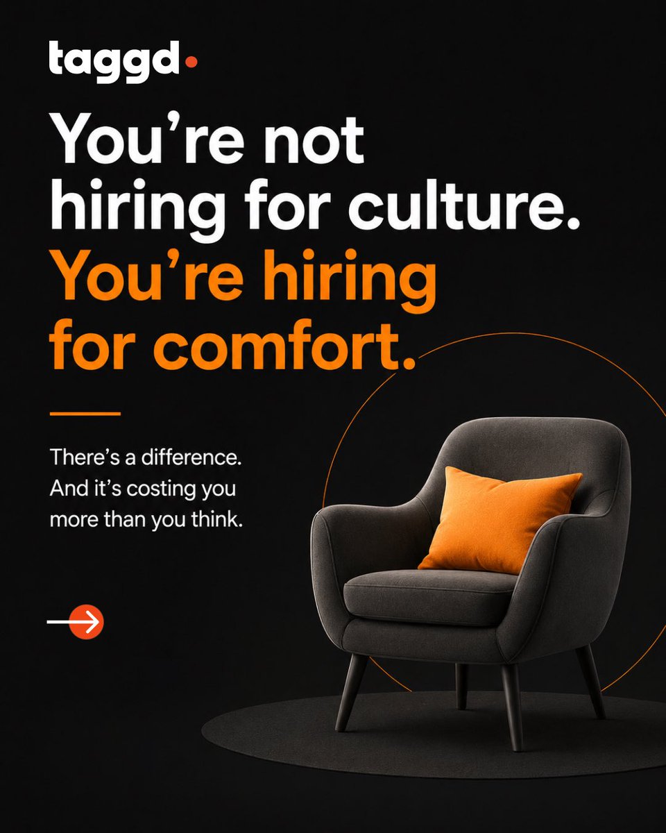 _taggd's tweet photo. “Culture fit” is often just bias with better branding.

84% of employers admit to making a bad hire.
One of the biggest reasons?

“They felt like a good fit.”

Hire for culture add. Not culture copy. https://t.co/W3xC2q8BS3