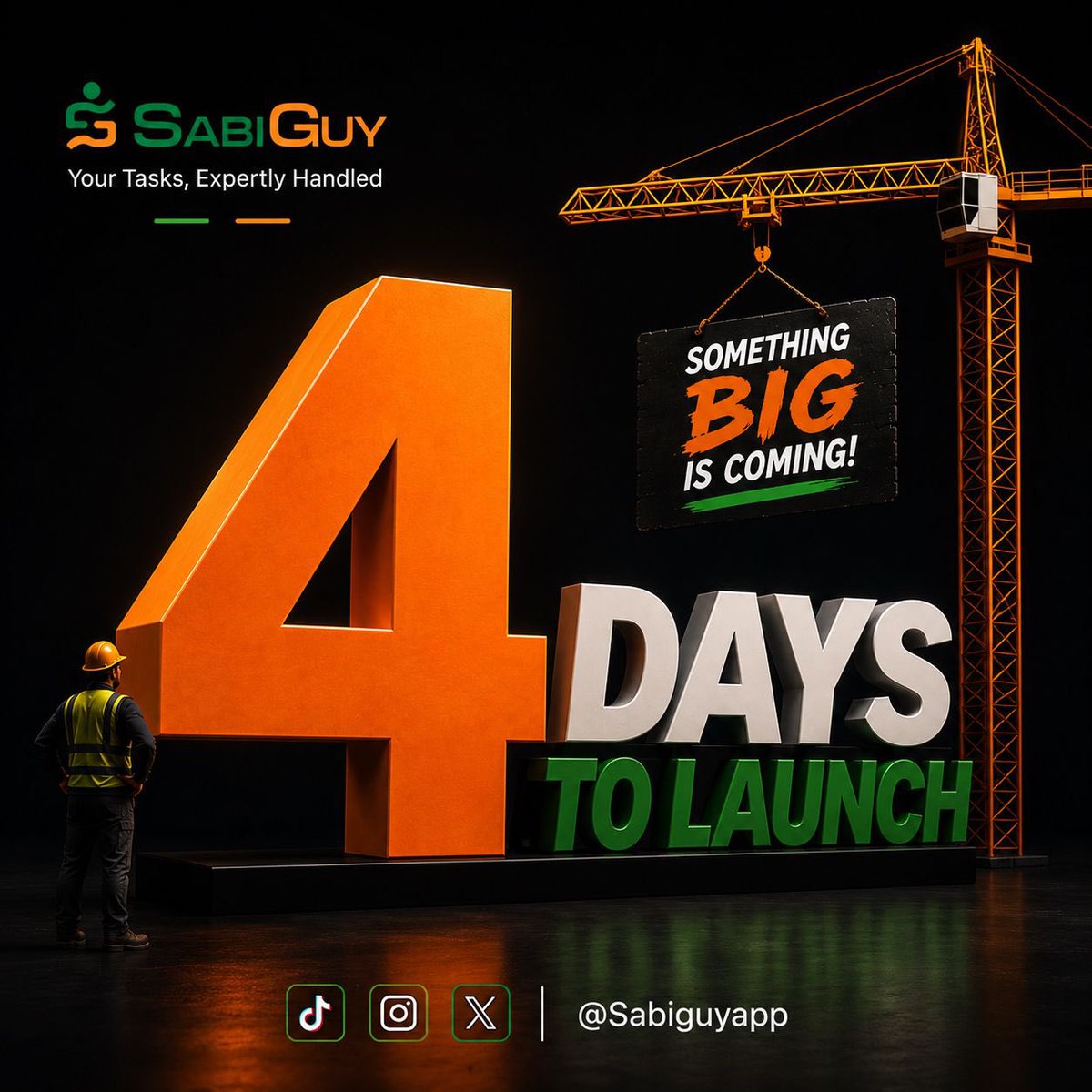 sabiguyapp's tweet photo. 4 days to go ๐ญ๐ฅ
The countdown is getting realโฆ
Something BIG is almost here.
#SabiGUY #4DaysToLaunch #ComingSoon #SomethingBigIsComing #LaunchCountdown #NaijaStartup #DeliveryWithoutStress #SoftLife #SabiLife #SabiGUYApp https://t.co/6K1j0OOzJl