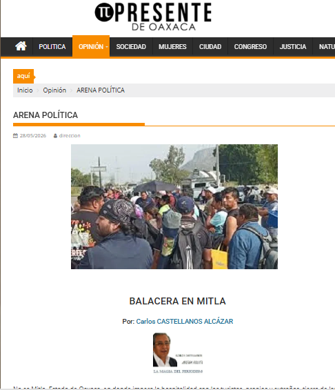 presentedeoax's tweet photo. ARENA POLÍTICA/Por: @CarlosPolitik /BALACERA EN MITLA/presuntamente por polic��as municipales y secuaces con disparos de armas de fuego, amedrentando al gremio, que tuvo que huir para salvarse de las balas.
https://t.co/PLDu3RY7SW https://t.co/85roTWCiZy