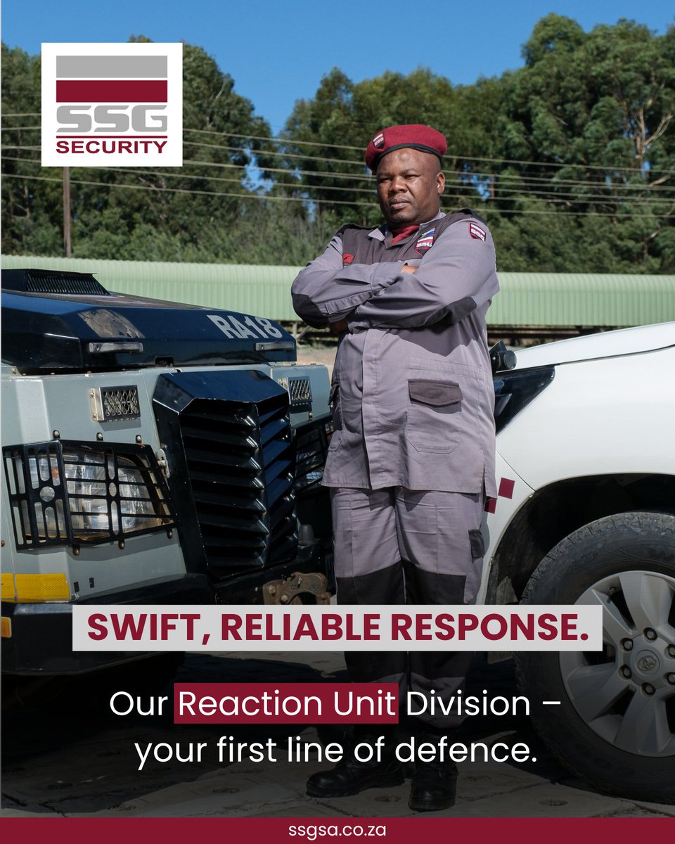 SSGHoldings's tweet photo. Swift and reliable, SSG Security’s Reaction Unit Division is a 24/7 first line of defence. Intelligence‑driven teams, specialised equipment and close cooperation with SAPS and EMS.

https://t.co/0zdQl6CCvN
#SSGSecurity #ReactionUnit https://t.co/LPqeMcZ2ky