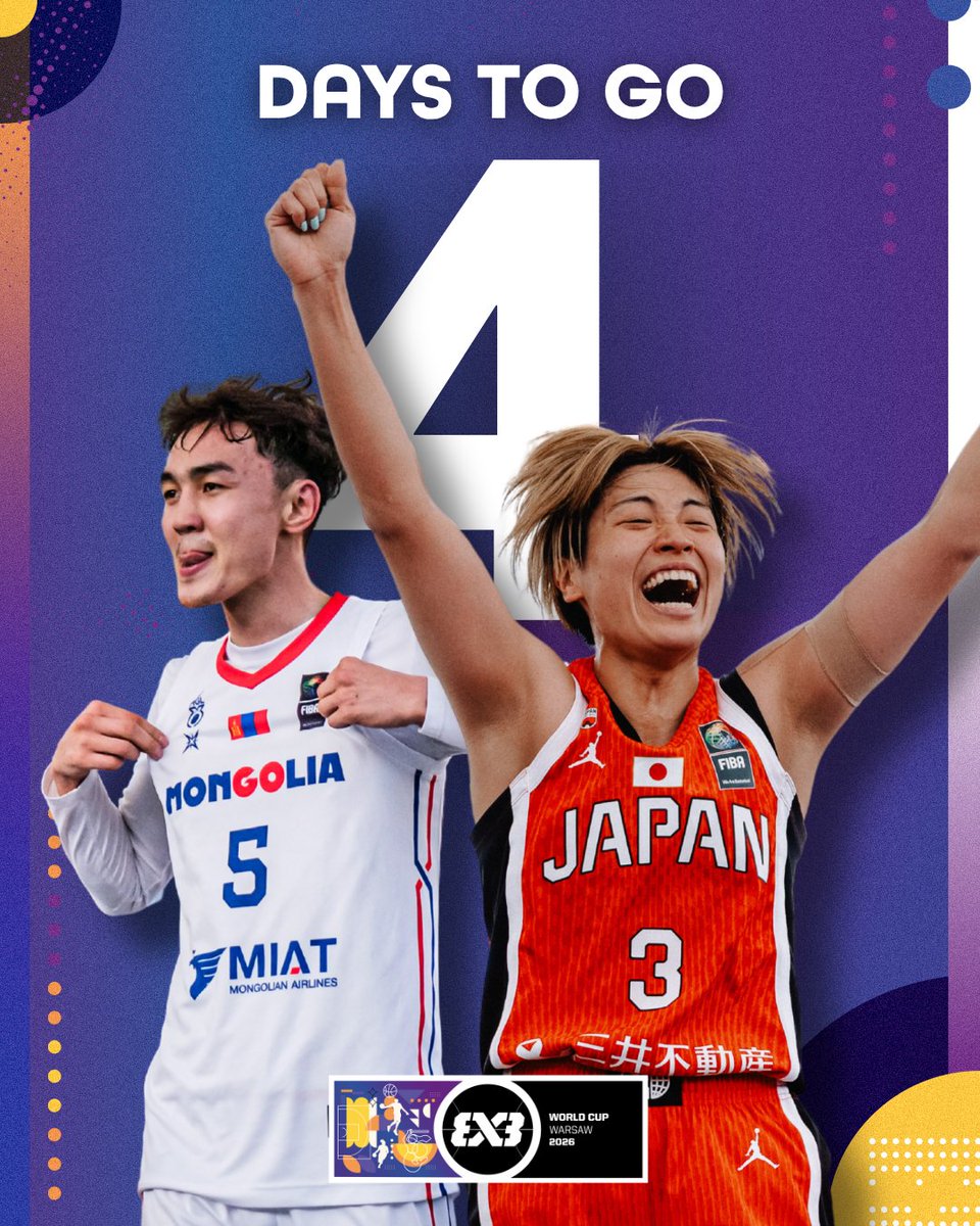 FIBA3x3's tweet photo. 4 DAYS 🤩 #3x3WC

🏆 FIBA 3x3 WORLD CUP 2026
🇵🇱 Warsaw, Poland
📅 June 1-6
📺 https://t.co/42Y6Q1H8ut https://t.co/PNzkIxllzL