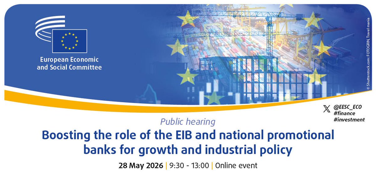 EESC_ECO's tweet photo. We are LIVE!

Join our discussion on how the #EIB and national promotional banks can support #innovation, strengthen #EU industry, and advance Europe’s strategic objectives.

📺 Webstream and https://t.co/RwwTBms9nr via: https://t.co/1eVt3Sqfdu

#finance #investment https://t.co/SFmyyNfW2O