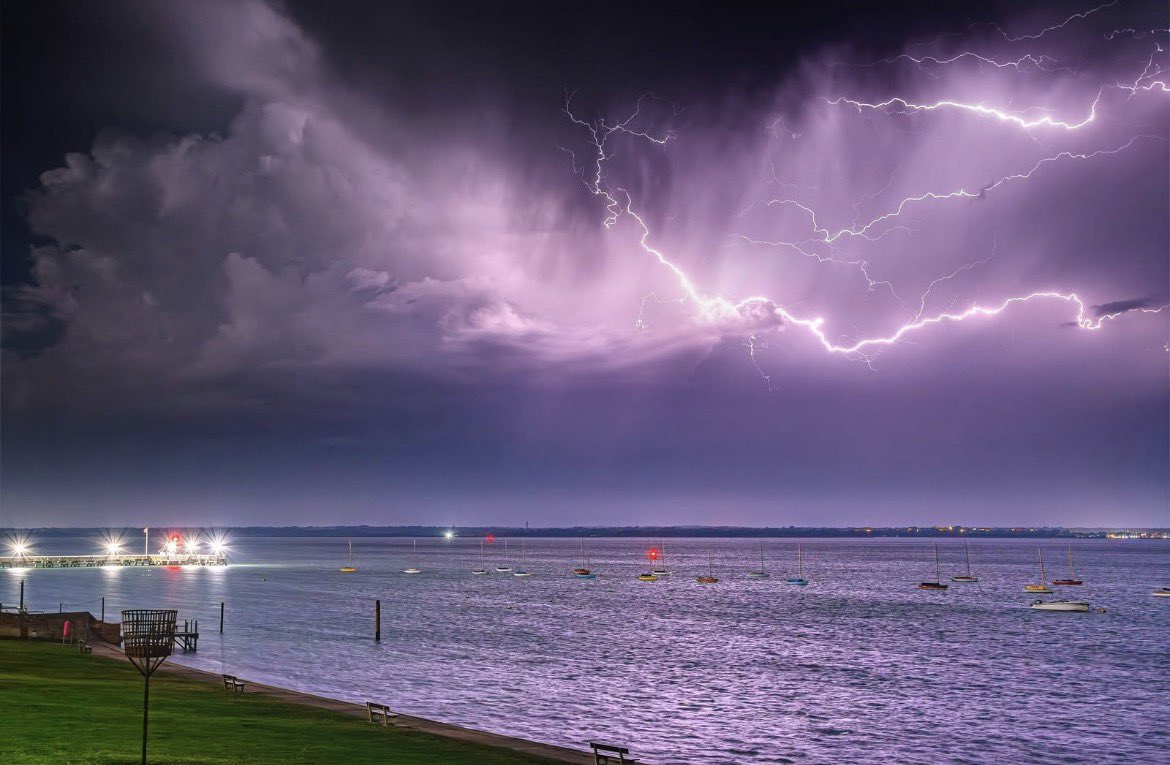 Bran509's tweet photo. Such a brilliant photographer, just look what Jamie at Island Visions Photography caught last night, looking across the islands West coast and from Yarmouth.
@ilovecowes @MikeCoxCowes @Kat14041 @HIOWweather1 @BBCSouthWeather @itvweather @AlexisGreenTV @bbcweather @BBCWthrWatchers 

#isleofwight #theneedles #photography #weather #lightning