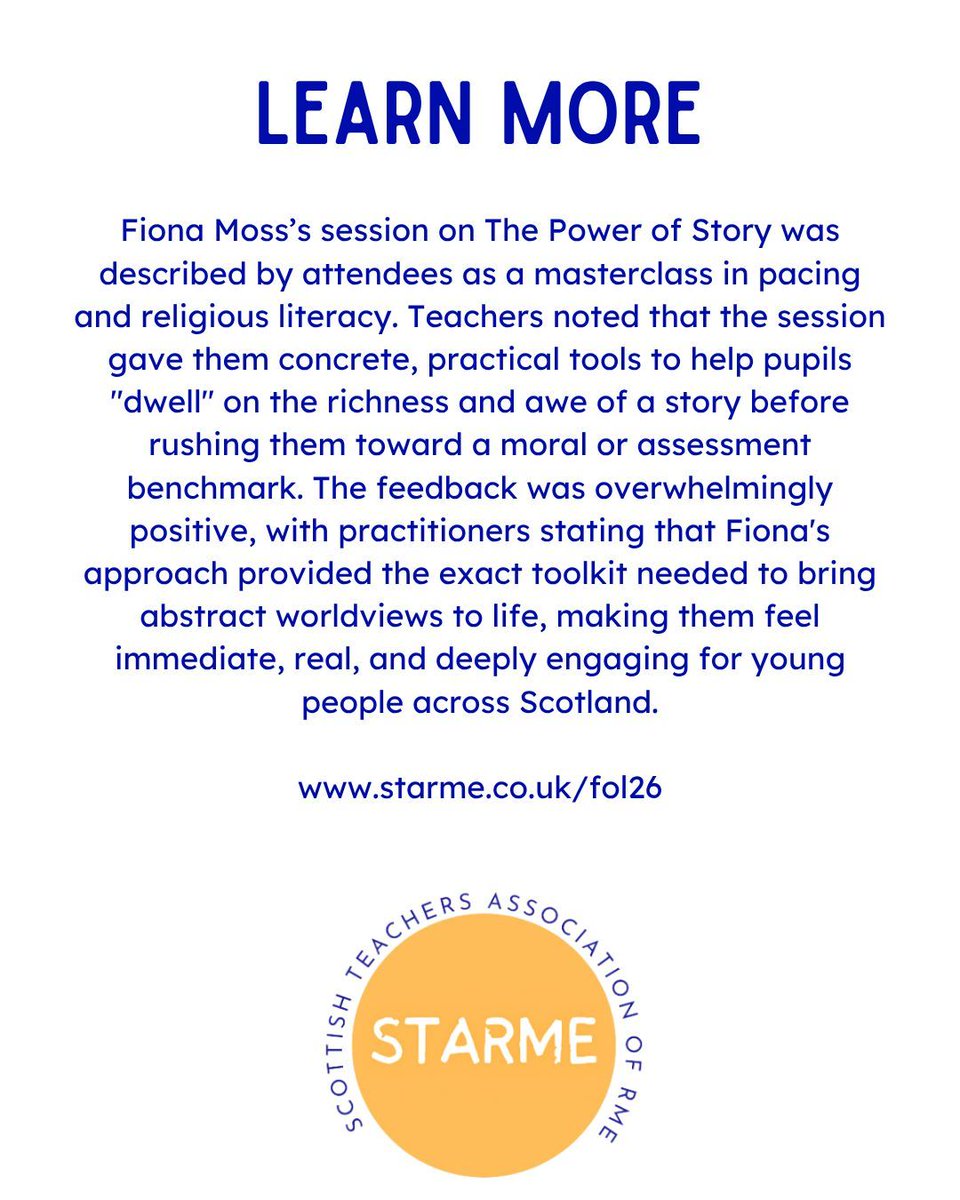 TeachersofRME's tweet photo. Missed Fiona Moss’s inspiring session at the Festival of Learning, or just want to review her incredible resources? The slides are officially LIVE!

#ThePowerOfStory #RMPS #RME #ScottishTeachers #ActiveLearning #REMatters #STARME2026 https://t.co/oSxusfjGfY