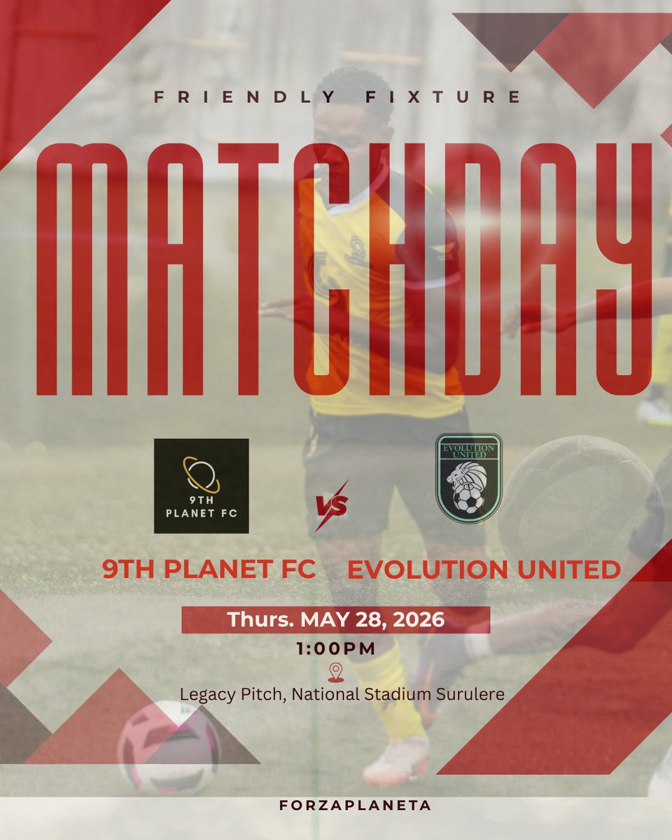 9thplanetfc's tweet photo. Ladies And Gentlemen, It’s MATCHDAY🫱🏽‍🫲🏿

🆚 Evolution United 
⏰ 1pm
🏟️ Legacy Pitch,National Stadium Surulere

ForzaPlaneta✊🏾
#planetboys⚪️⚫️ https://t.co/AiyNFxGsVX
