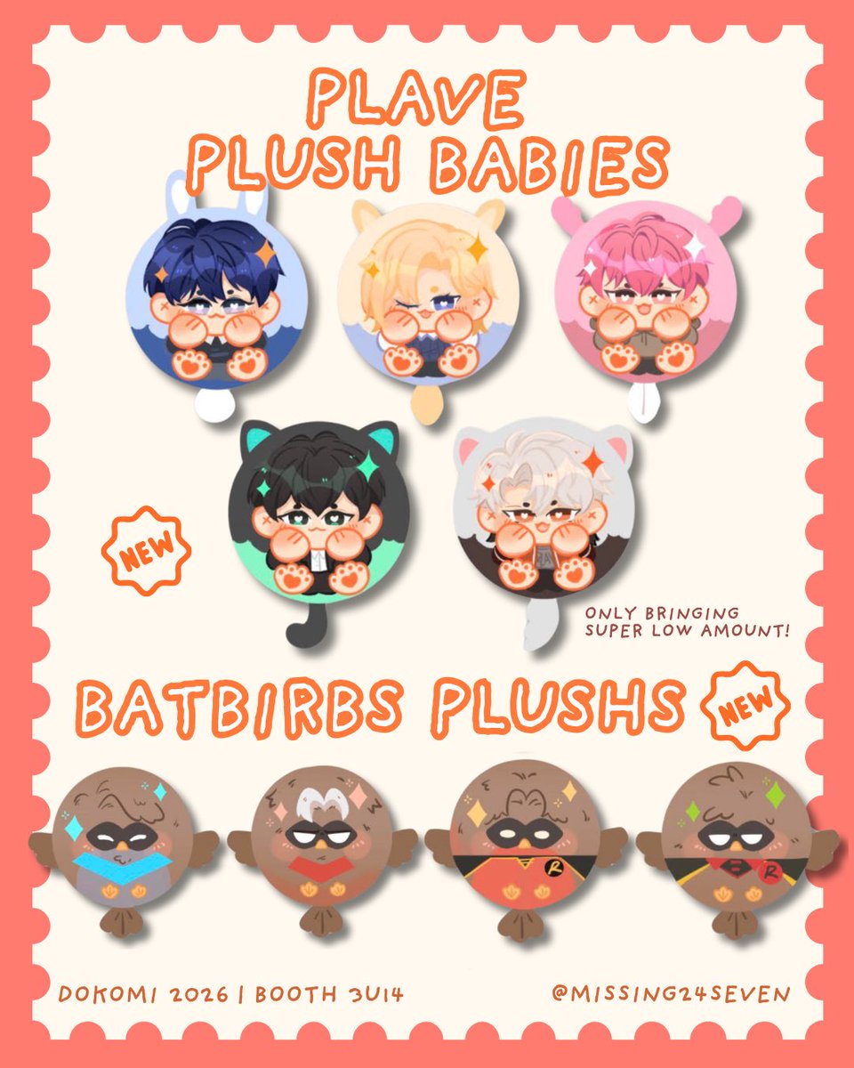 Hewwo!! Come by and say hewwo at Dokomi Booth 3U14 ❤️✨ Here's my catalog hehehe

#dokomi #batfam #dc #lads #residenteevil 