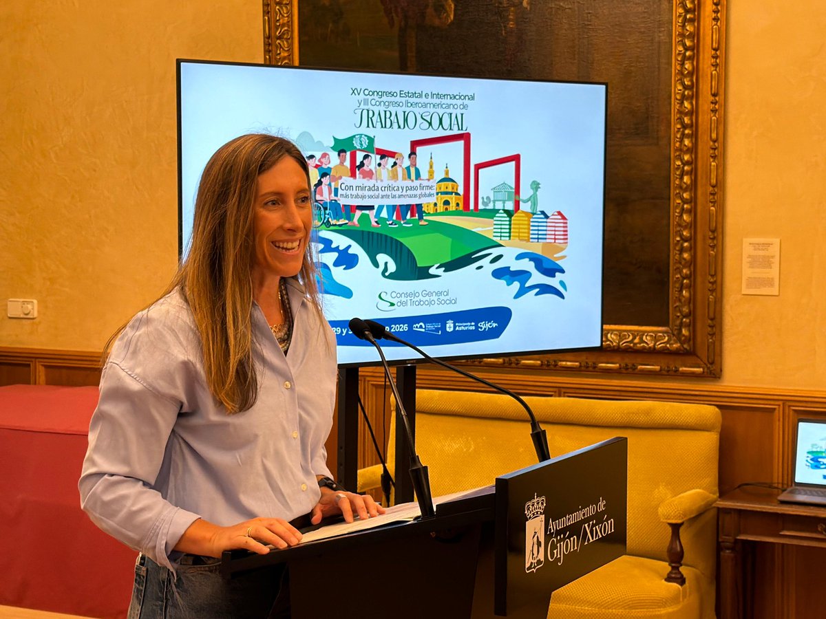 ppaytogijon's tweet photo. 🔵 @AngelaPumariega en la presentación del XV Congreso Estatal e Internacional y III Congreso Iberoamericano de Trabajo Social, con cerca de 1.300 participantes.

Un gran encuentro que refuerza el posicionamiento de nuestra ciudad como referente en turismo congresual. @Gijon_pp https://t.co/Jn4GiNPy7g