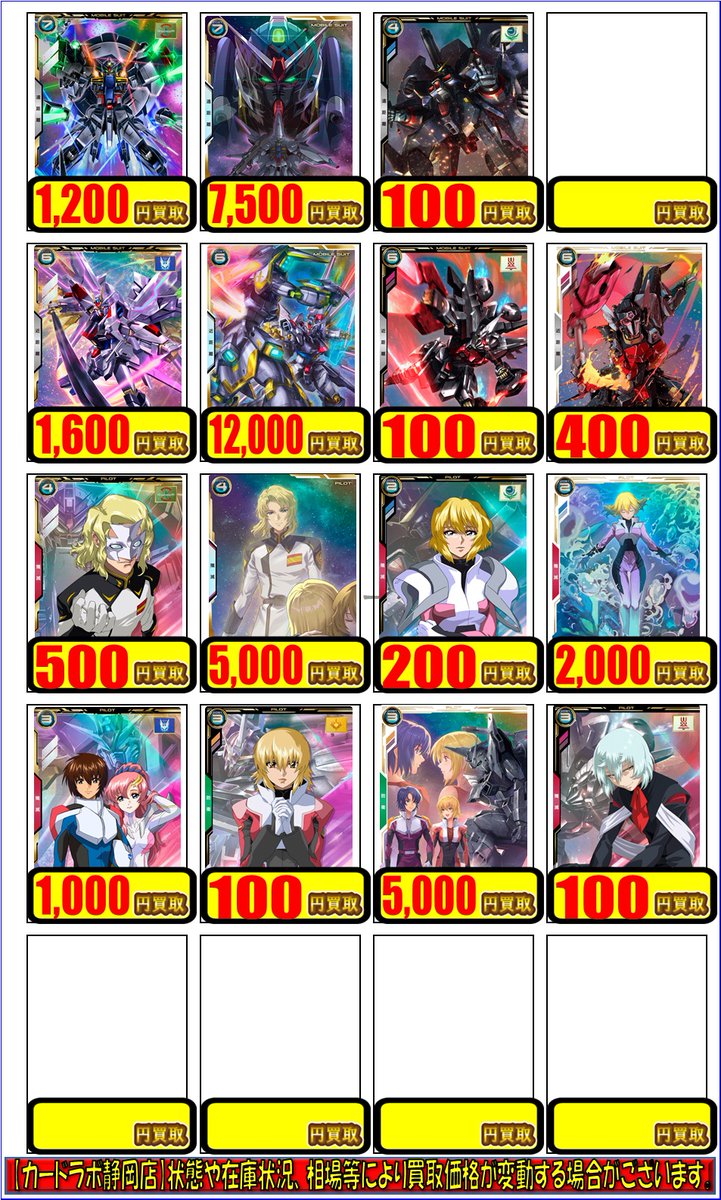 ガンダムアーセナルベース 買取情報】 BP07の買取POP更新しました