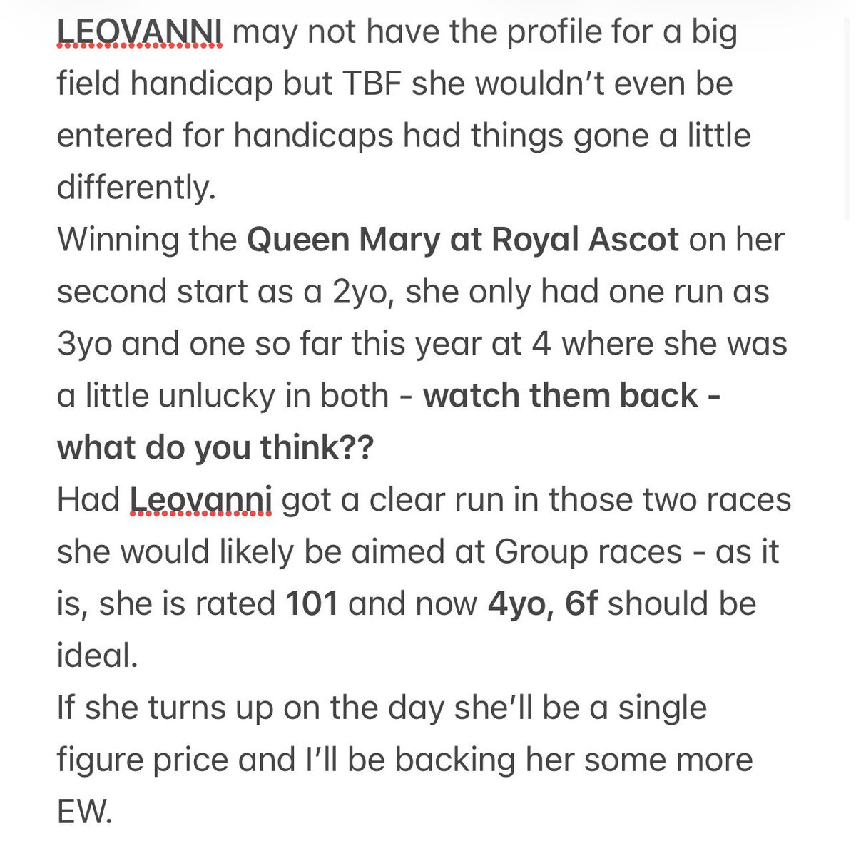 LastLegEV's tweet photo. Think I might have banged my head last night 🤕…. Wokingham Royal Ascot 20th June ….. Wealth warning!!! … Antepost punt so you might do your money before the off!! ….. https://t.co/3cnnTNNltM