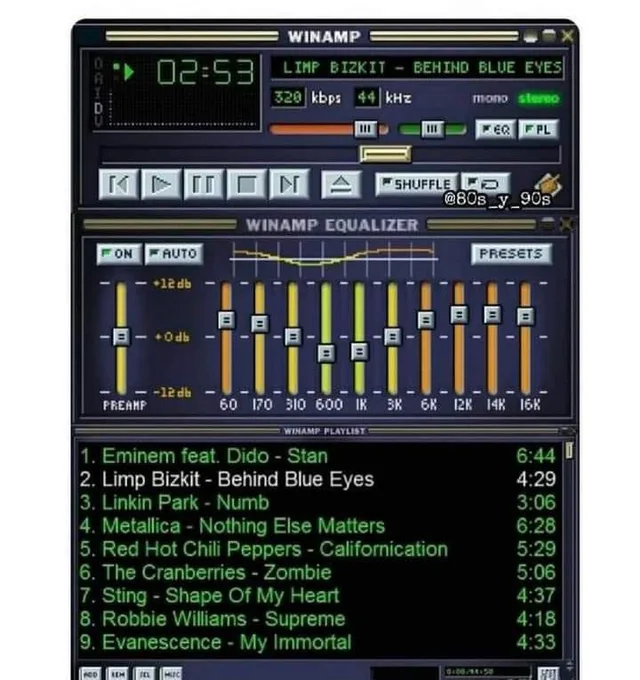 raddinox's tweet photo. @brockpierson Sure it was nice to play with skins, but in the end Winamp still looked the best with the original skin. And I didn't even care much about the looks anyway, I used it for listening to my music. https://t.co/VsbTRJTDp8