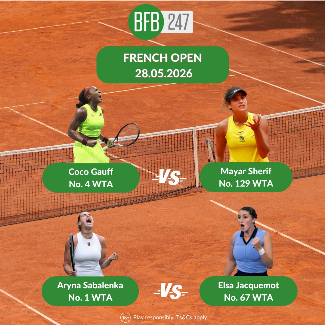 bfb247's tweet photo. The battle for glory continues at Roland-Garros 🎾🔥

Today’s Women’s Singles matches at the French Open promise more world-class action on the Paris clay as the stars fight for a place in the next round 🇫🇷🏆

#FrenchOpen #RolandGarros #WTA #Tennis #RolandGarros2026 https://t.co/hIJ6DNBdsy