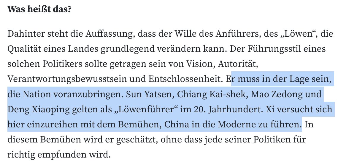 AMFChina's tweet photo. Im jüngsten FAZ-Interview nennt #Heberer Xi euphemistisch einen 'Löwenführer'. Früher haben deutsche Maoisten ihr Idol Mao einen 'Großen Steuermann' bezeichnet. Solche Verharmlosungen eines autokratischen Herrschers sind mit wissenschaftlicher Distanz schwer vereinbar /6 https://t.co/CZmFSPGjZa
