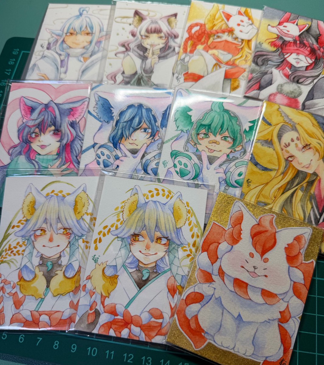 muttikutiku's tweet photo. #きつね夏詣展　
ATC原画いっぱい描きました！！ https://t.co/9gRwuh8h97