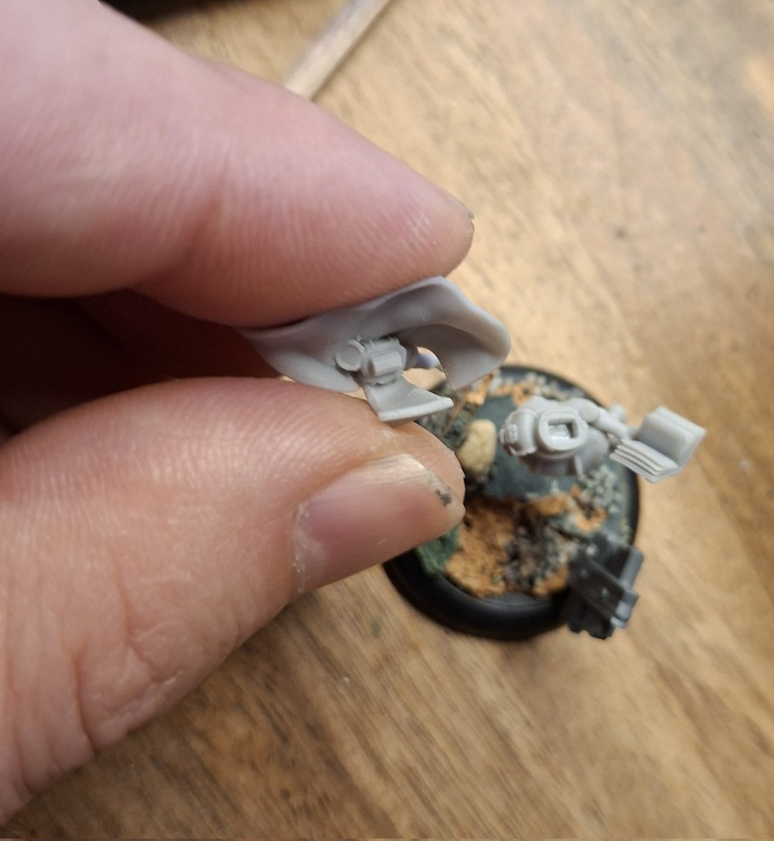 GasFloryHobby's tweet photo. Start with my basing boxes for bits to give texture.  The models are 3D printed so need a touch of finishing to ensure smooth details.  The slots that fit the pieces together are often tight, especially once painted so need a little tweaking and a trial fit.
Ruin base complete! https://t.co/TFhZ8s6usr