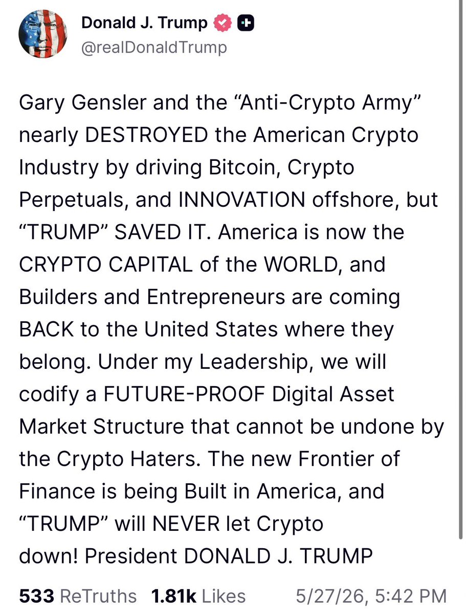 SpecialSitsNews's tweet photo. Bitcoin is down almost 40% since Gary Gensler left.
$MSTR #bitcoin $ABTC 
Trump is one of the worst things to happen to the crypto ecosystem with his elevated geopolitical risk and inflationary impulses https://t.co/fWo7KCNKaG