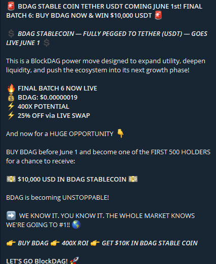 blockdagmonitor's tweet photo. BlockDAG this week:
• "Final Batch 6" + a $10,000 USDT lottery
• Put its day-old TURBO token on a slot machine
• Presale coins locked until June 30 unless you used a secret promo code

8th sales mechanism. Still no working product.

https://t.co/H3P1ewzGgV

#bdag #crypto #scam https://t.co/BZNPDQuwbd
