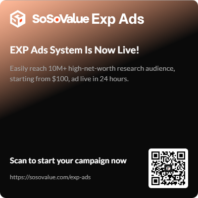 officialcrypedu's tweet photo. SoSoValue just launched the EXP Ads System! 🚀 Easily reach 10M+ high-net-worth research audience, starting from $100, ad live in 24 hours.

Click to start your campaign now: https://t.co/EqHieH3BaU https://t.co/AhhrLVsPY6