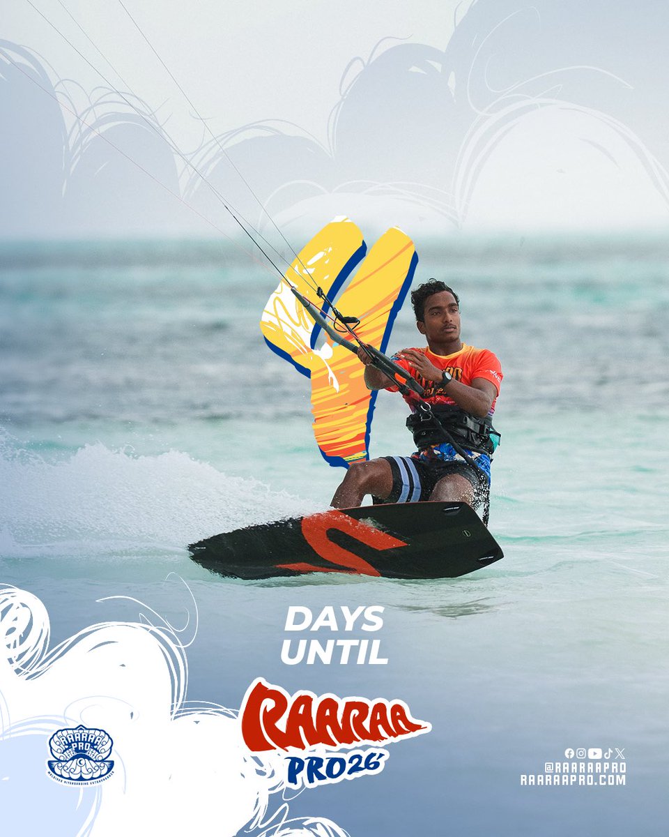 raaraapro's tweet photo. 4 Days to Raaraa Pro!

From island shores to the skies above Dhiffushi. 🌀🪁

📸 @oekalhu 

#RaaraaPro #Kiteboarding #Dhiffushi #Maldives https://t.co/VsVML2l8RR