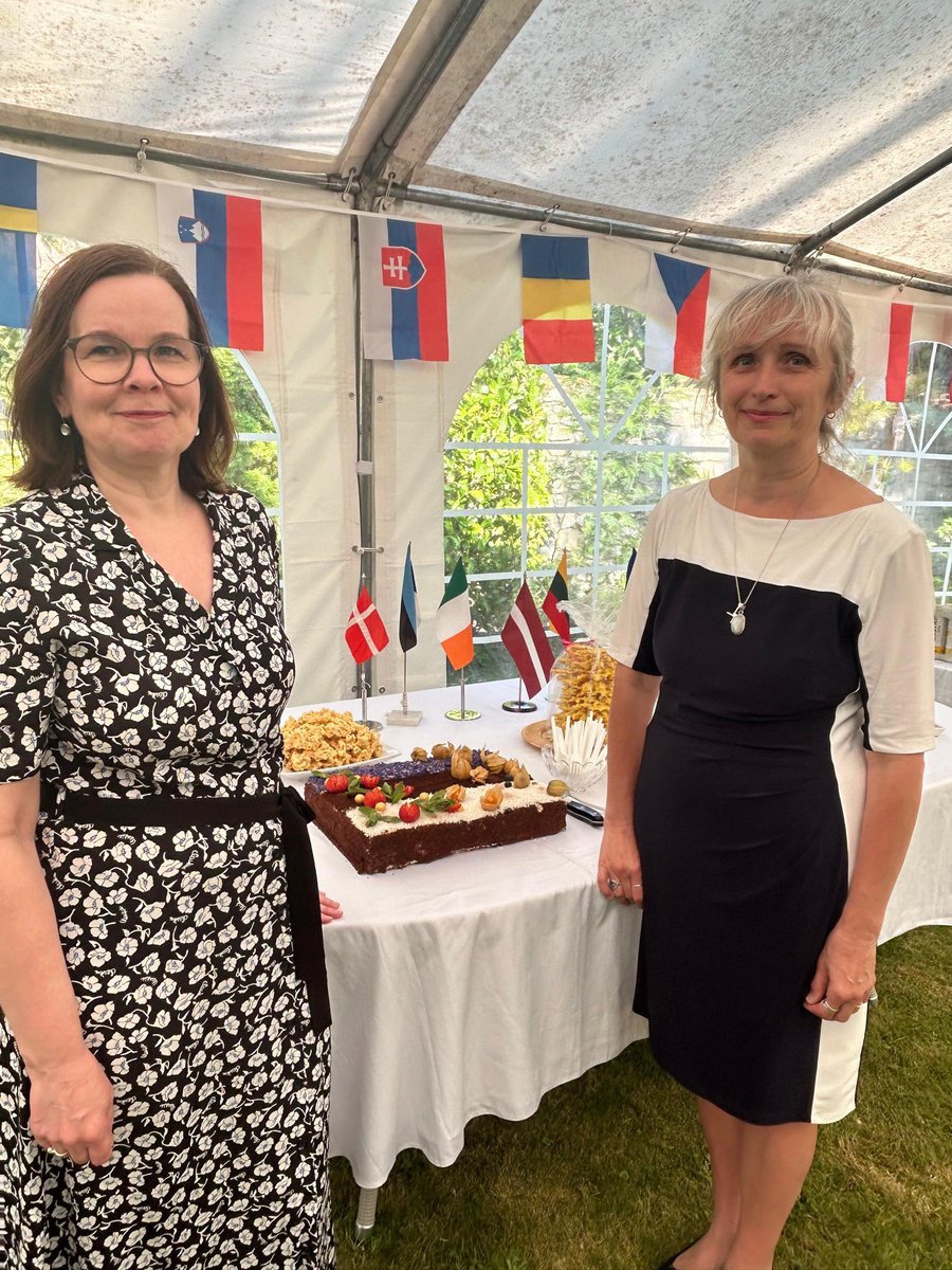 EstEmbassyIE's tweet photo. Time flies faster than we wish ✨ Thank you to Ambassador Jonas Grinevičius and the Embassy of Lithuania for a warm Farewell Garden Party with dear colleagues from Latvia, Denmark &amp; Sweden. Grateful to all friends and partners who made it special 💙🎂 https://t.co/9vuqOe2Zej