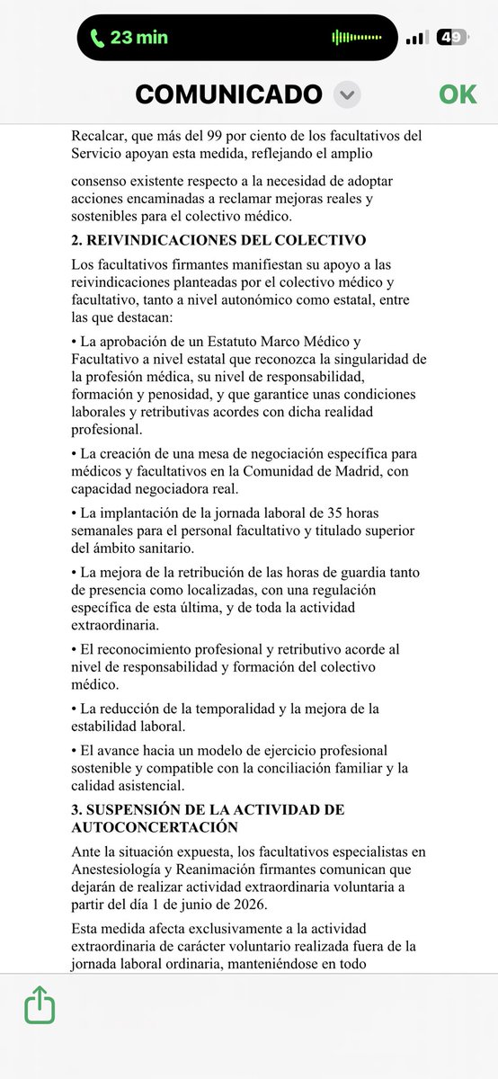 AmytsRyC's tweet photo. El Servicio de Anestesiología del Ramón y Cajal tiene claro que es hora de tomar decisiones claras y no palabras en las negociaciones. https://t.co/iveSkgjNYj