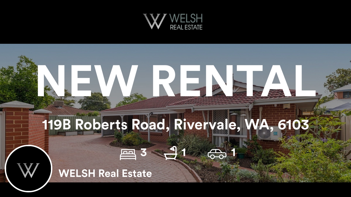 WelshRealEstate's tweet photo. 🛌 3 🛀 1 🚘 1
📍 119B Roberts Road, Rivervale, WA, 6103

Check out our latest rental listing!!

https://t.co/Lh9RnGzTGA

...
#ratemyagent #realestate #WELSH_Real_Estate https://t.co/AHsTofLFoU