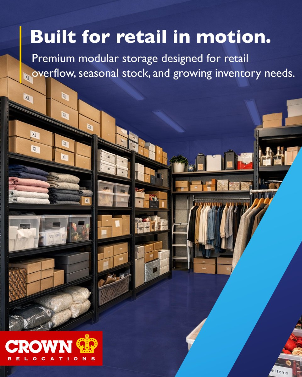 CrownRelo's tweet photo. Retail businesses move fast: your storage solution should keep up. 🛍️📦

Whether you’re managing seasonal overflow, growing inventory, promotional stock, or e-commerce expansion, Crown FlexSpace Self-Storage offers secure modular storage designed to support retail businesses as they scale.

Our flexible spaces help you stay organised, agile, and ready for what’s next.

✅ Retail overflow storage
✅ Flexible inventory space
✅ Secure modular facilities
✅ Scalable solutions for growing brands

More flexibility. Less operational pressure.
👉 Explore our storage solutions today: https://t.co/d77SiI1rn1 

#RetailStorage #InventoryManagement #BusinessStorage #FlexibleStorage #CrownRelocations #SouthAfricaBusiness