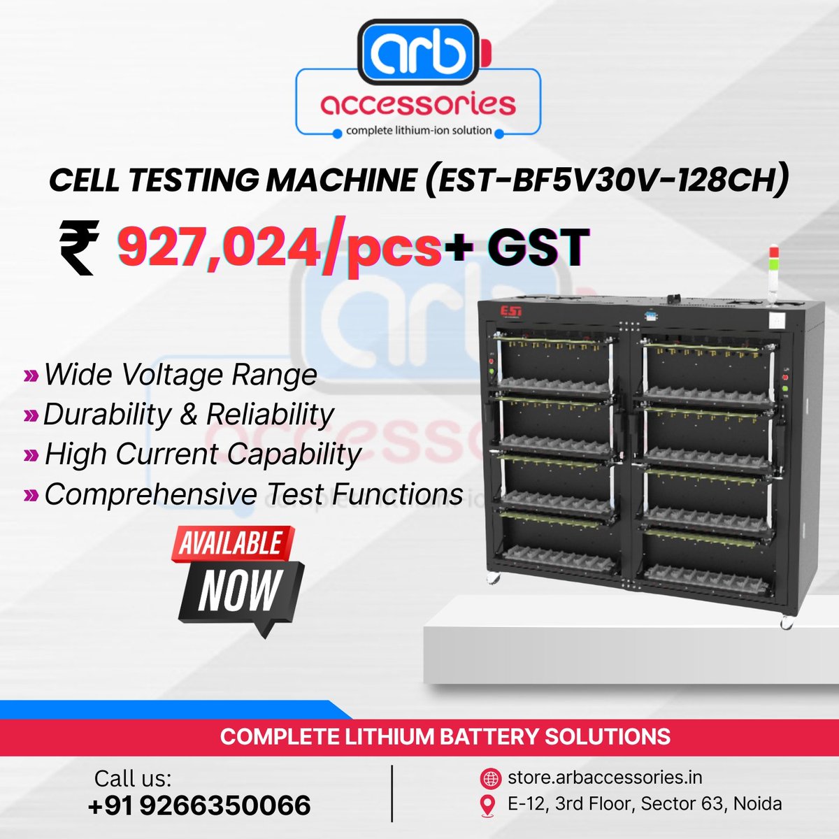 arb_ltd's tweet photo. ⚡ Advanced Cell Testing Machines – Precision You Can Trust 🔋
📍 E-12, 3rd Floor, Sector 63, Noida
📞 +91 9266350066
🌐 https://t.co/4BZbLAJl3D
#CellTestingMachine #BatteryTesting #LithiumBattery #BatteryPack #EVBattery #BatterySolutions #ARBAccessories #BatteryManufacturing https://t.co/FxL2MLnFvZ