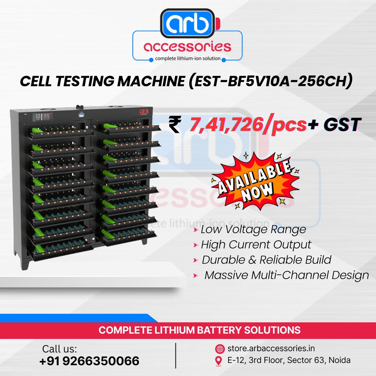 arb_ltd's tweet photo. ⚡ Advanced Cell Testing Machines – Precision You Can Trust 🔋
📍 E-12, 3rd Floor, Sector 63, Noida
📞 +91 9266350066
🌐 https://t.co/4BZbLAJl3D
#CellTestingMachine #BatteryTesting #LithiumBattery #BatteryPack #EVBattery #BatterySolutions #ARBAccessories #BatteryManufacturing https://t.co/FxL2MLnFvZ