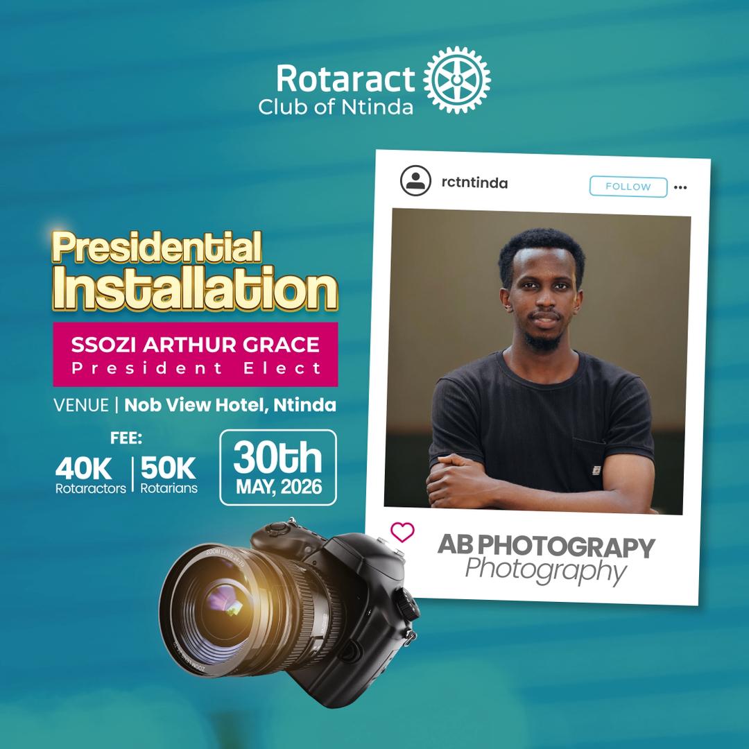 rctntinda's tweet photo. Introducing our photographer and MC AB photography and Kwagala
We hope to see u this Saturday!
#Rotaractinstallation
#ntindatotheworld
#seeuthere https://t.co/0JdrPBNbK6