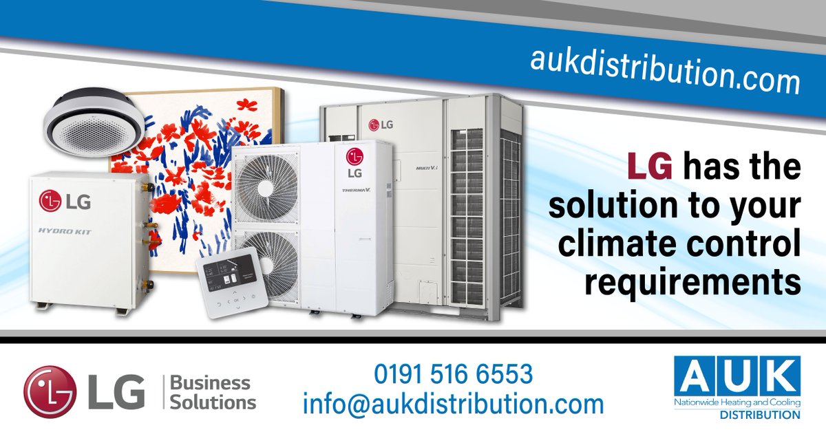 AUKDistribution's tweet photo. We offer an extensive range of LG products, from the elegant Artcool series of wall-mounted units to the robust Multi V VRF on R32 refrigerant, providing optimised solutions for all your climate control needs.
@AUKDistribution 0191 516 6553 or info@aukdistribution.com https://t.co/IkQSTFF9uI
