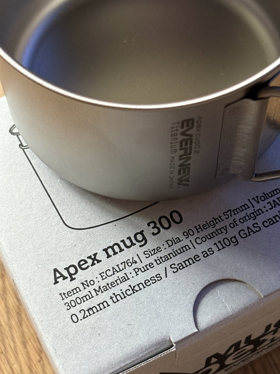 mono_da's tweet photo. #エバニュー Apex MAG ゲット！厚さ0.2mm！質量33g！の純チタンのマグ。こりゃたまらん！！ https://t.co/NSgiSKZmjq