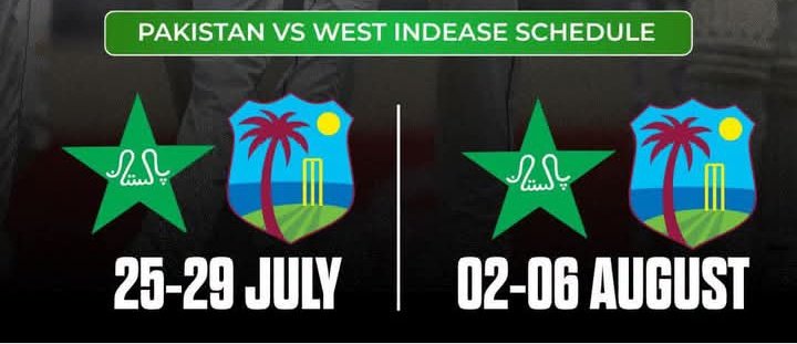 FakharHaral's tweet photo. 𝐏𝐚𝐤𝐢𝐬𝐭𝐚𝐧 𝐓𝐨𝐮𝐫 𝐨𝐟 𝐖𝐞𝐬𝐭 𝐈𝐧𝐝𝐢𝐞𝐬 𝟐𝟎𝟐𝟔 🏏

𝟭𝘀𝘁 𝗧𝗲𝘀𝘁  
July 25–29 | Brian Lara Cricket Academy, T&amp;T

𝟮𝗻𝗱 𝗧𝗲𝘀𝘁
Aug 2–6 | Queen’s Park Oval, T&amp;T

Red-ball action in the Caribbean awaits. Who’s ready? 

#PAKvWI https://t.co/HE1uWt3VWH