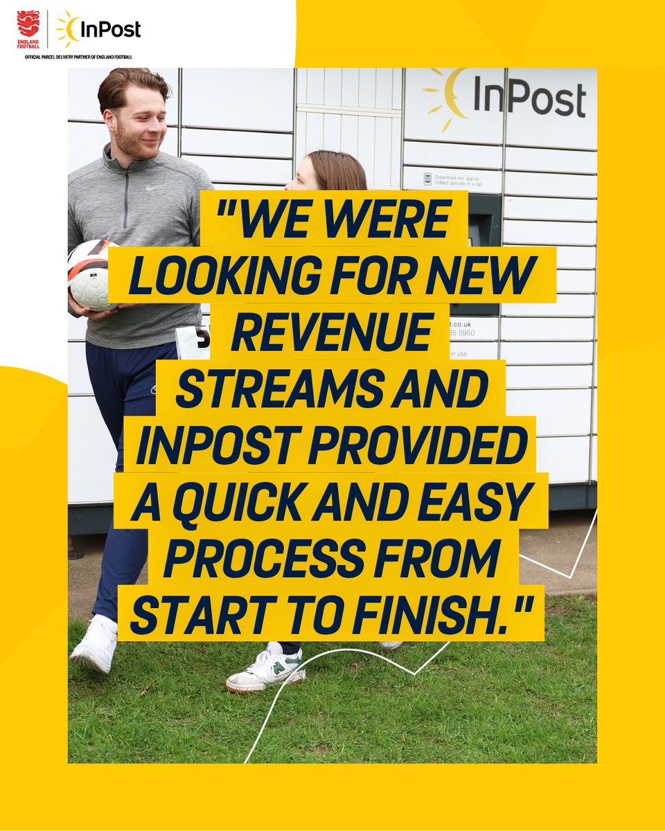 EnglandFootball's tweet photo. "It's invaluable to the club." 🙌

Grassroots clubs across the country are hosting InPost Lockers to create steady revenue and bring more people to their grounds.  

Swipe to see how hosting a locker could benefit your club