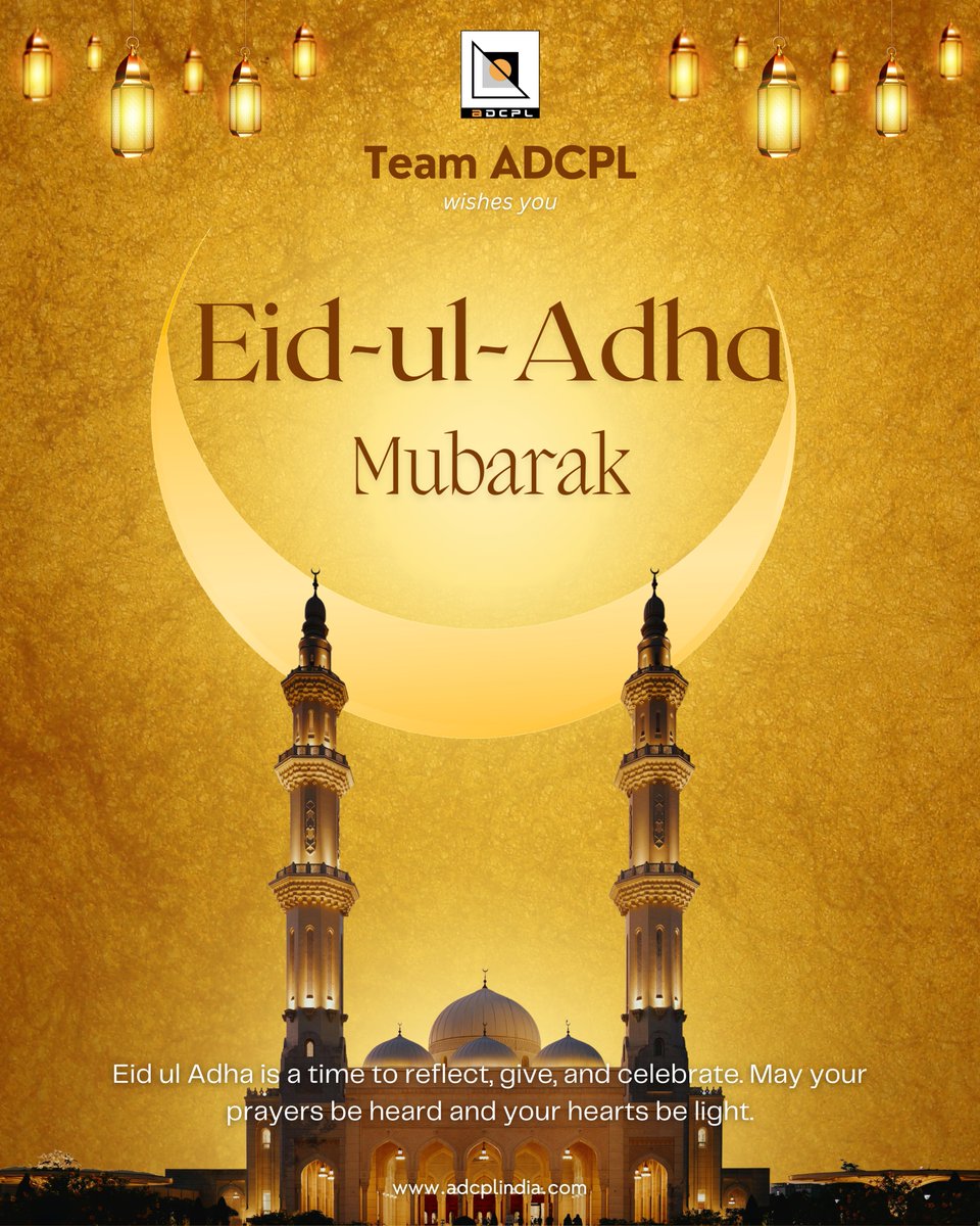 _adcpl's tweet photo. 🌙✨ Eid-ul-Adha Mubarak! ✨🌙

May this blessed occasion bring peace, prosperity, happiness, and countless blessings to you and your family. Wishing everyone joy, togetherness, and success on this auspicious festival.

#EidUlAdha #EidMubarak https://t.co/ikfvnc1Da2
