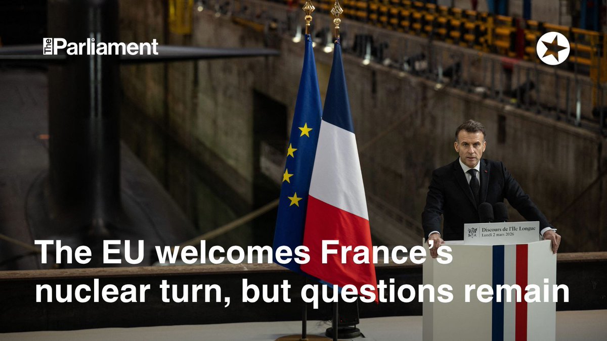 Parlimag's tweet photo. In March, French President Emmanuel Macron sketched a more assertive role for France in Europe's nuclear deterrence. This month, other European countries such as Lithuania and Norway joined discussions to enter the initiative, reflecting sustained European interest in France's proposal. 

Read the full story by @paulasoler and @pedersschaefer: https://t.co/AhXstiyMPJ