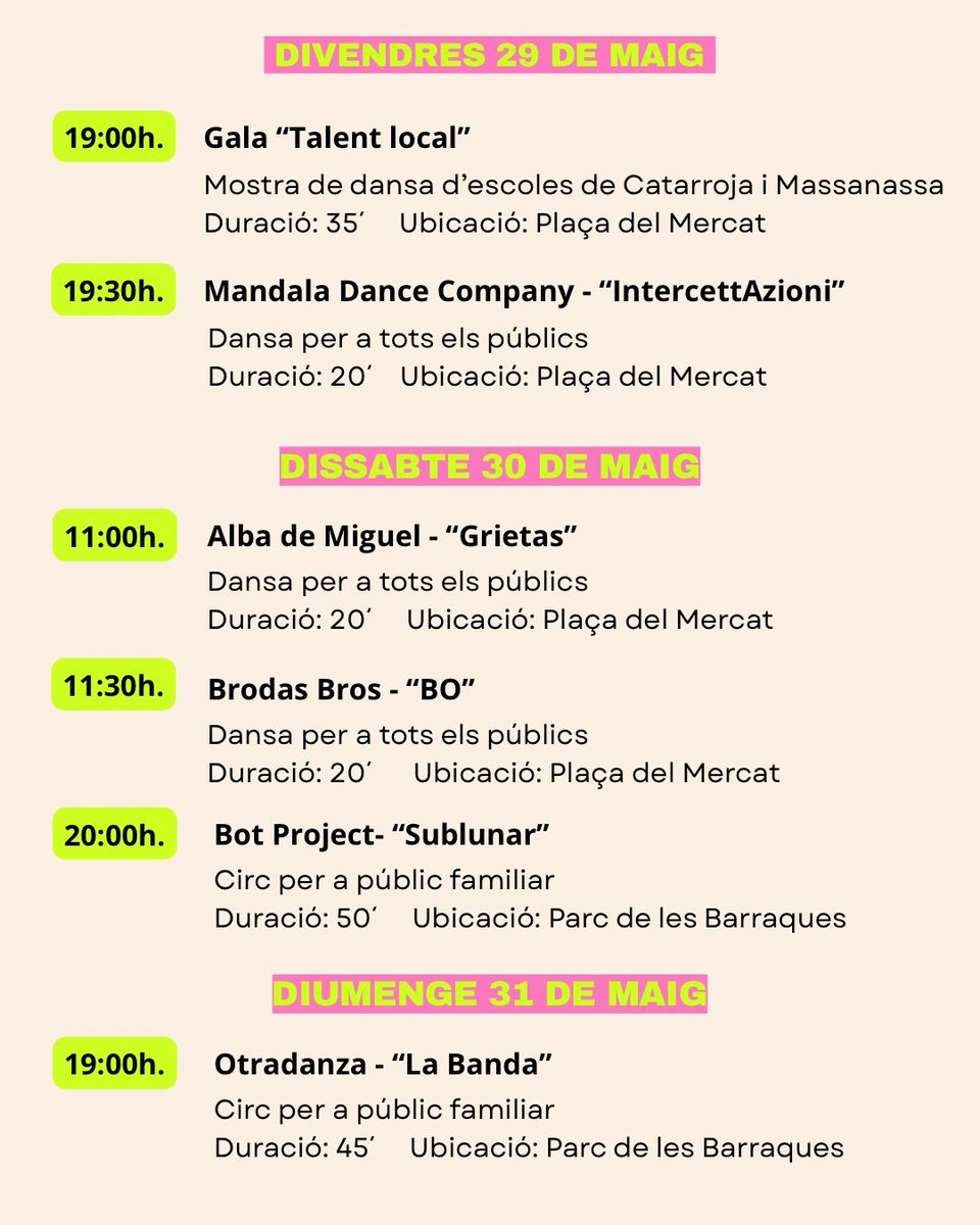 compromis_cata's tweet photo. 🎭✨ Este cap de setmana torna el #FesArt a Catarroja!

Dansa, circ i arts escèniques ompliran els carrers del poble en una segona edició que consolida el festival com una aposta per la cultura al carrer 🧡

🎪 Vos esperem per gaudir i fer comboi!

https://t.co/ajgMCzoQvG https://t.co/hsO92zrUAJ