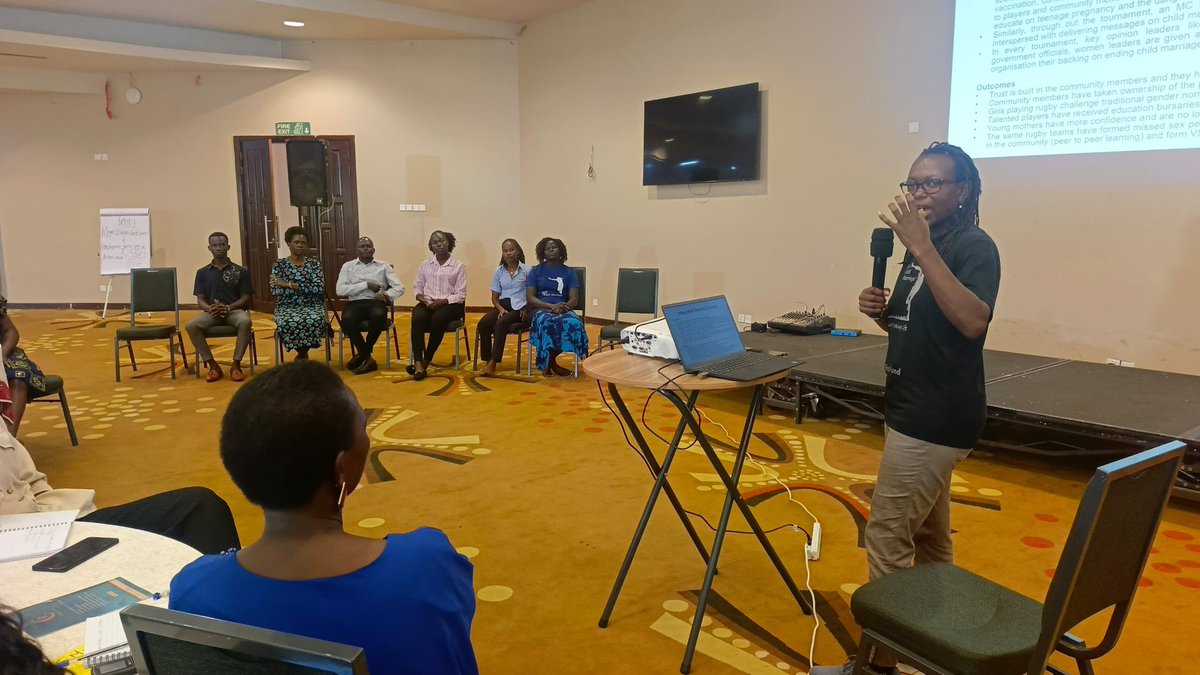 KoyokoyoButeme's tweet photo. Day 3 of the @GirlsFirstFund convening: story based group presentations on our interventions on Ending Child Marriage. RTL &amp; 3 other organisations from Agago, Gulu &amp; Lamwo formed the northern group.
I presented on behalf of our group &amp; nailed it! 🤗

That's #RugbyTacklingLife 💜 https://t.co/ngNUL55xxL