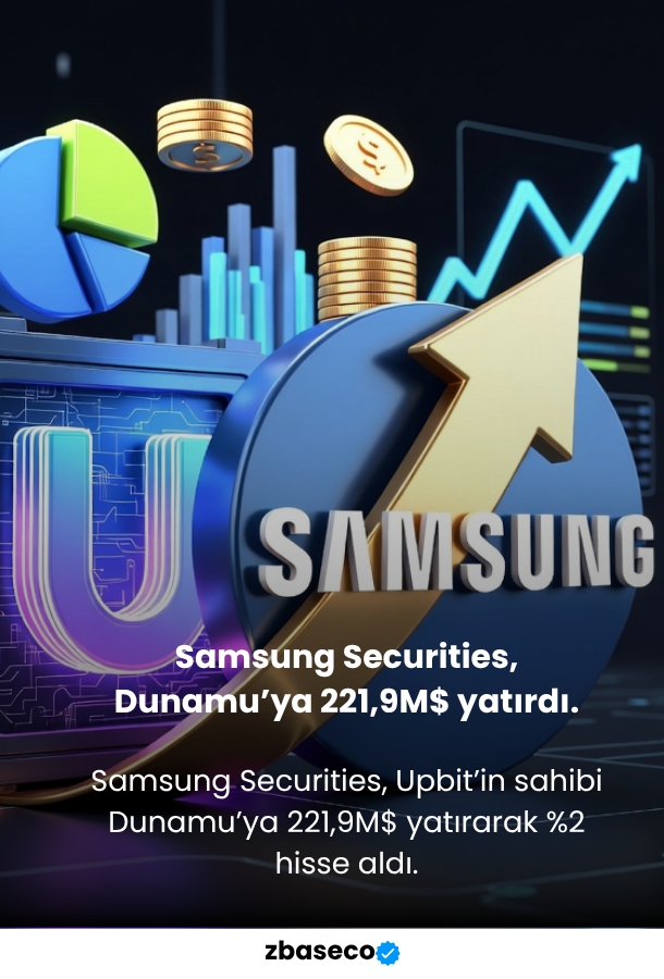 ZbaseCo's tweet photo. Samsung Securities, Upbit’in sahibi Dunamu’ya 221,9M$ yatırarak %2 hisse aldı. Hana Bank’la birlikte Güney Kore kripto pazarında kurumsal rekabet hızlanıyor. Büyük finans devlerinin art arda yaptığı yatırımlar, kriptonun ülkede daha da meşrulaştığını gösteriyor.

#Zbaseco #kripto https://t.co/bQVvRRCCtC