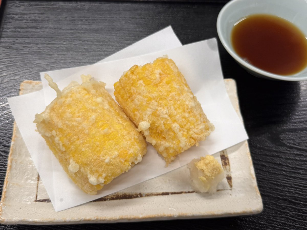 5月28日 とうもろこし天ぷらです #虎ノ門 #升本 #〼