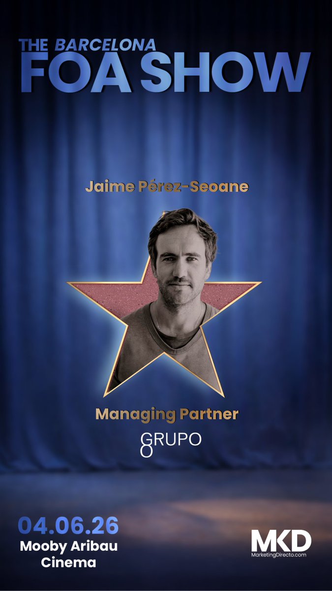 MkdirectoEvents's tweet photo. ✨ VUELVE #FOABCN26 y no podríamos estar más emocionados!!!  

Prepárate para inspirarte con profesionales top del sector como Jaime Pérez-Seoane de GRUPO GO 🙌

🗓️4 DE JUNIO 
📍MOOBY Aribau - Aribau Cinema

🎟️consigue tu entrada aquí: https://t.co/hOdXKLQH3A https://t.co/RxgRN1nJMB
