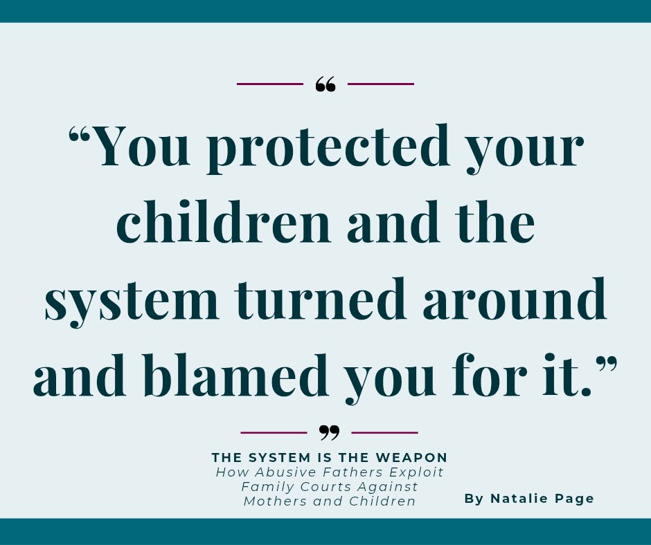 NataliePage's tweet photo. You were never the problem. Protecting them was never the crime.
Domestic abuse is present in 9 out of 10 private law family cases.

The System Is The Weapon 
https://t.co/0G0A3Sx28y https://t.co/D11KC6ZAOy