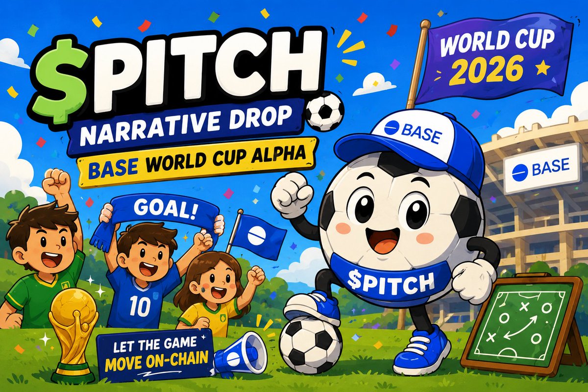 alphai_snipe's tweet photo. 🚀 $PITCH Narrative Drop – Base World Cup Alpha ⚽ 

The World Cup countdown is underway, and $PITCH is already turning football attention into a live onchain market on Base. 

The setup is not about one ticker waiting for matchday hype. $PITCH gives World Cup attention a market to move through before kickoff, instead of leaving the whole narrative trapped inside a single meme coin.

That is what makes it interesting for Base GameFi @base . As the tournament gets closer, attention will not only gather around teams and players off-chain; part of it can start showing up directly on-chain through trading activity. 

World Cup 2026 brings the attention. $PITCH is trying to build the market around it #Base #Aeon

CA: 0xeae13ea73bec936664a51734c8c01ec7c3b0699c