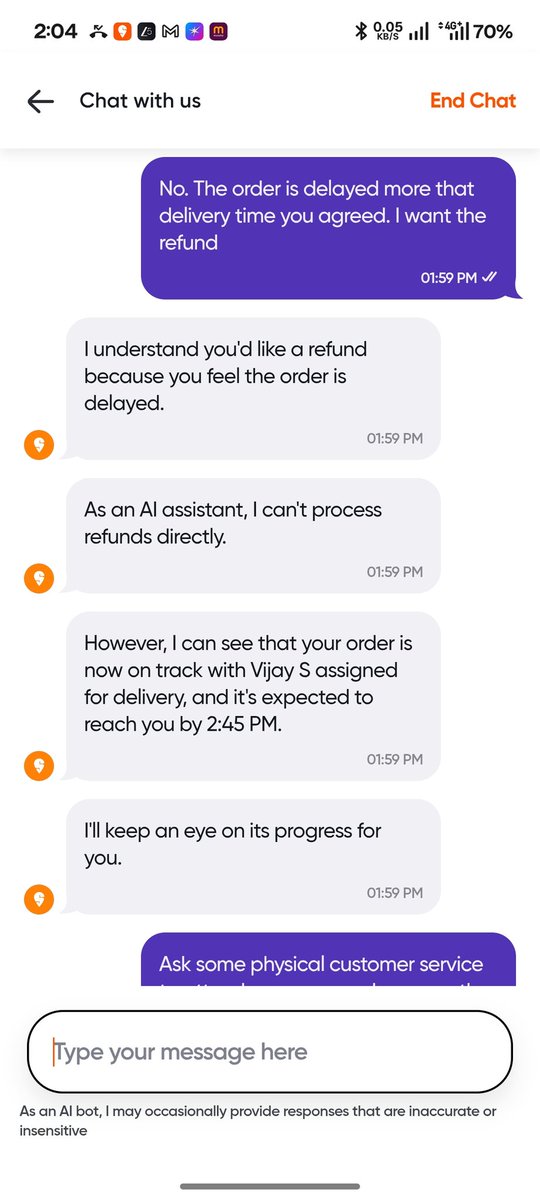 sakthibvel's tweet photo. @swiggy i want my refund for your failure on the delivery comittment https://t.co/cIRS5hpNki