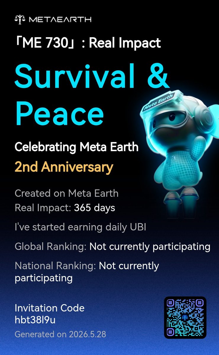 ItsRealTahir's tweet photo. 「ME 730」: Real Impact
I’ve started earning daily unconditional basic Income and helping more people do the same. Create your impact with us and win up to $20,000 in rewards! Join here:
https://t.co/We2jlYB5S3
#ME730 #MetaEarth #MyMetaEarthStory https://t.co/HyVNTn3h4r