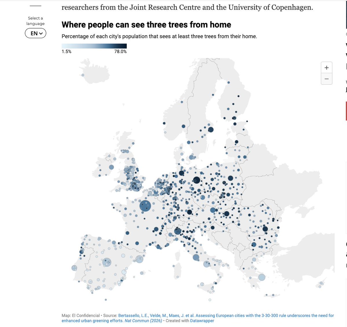 VisicomMaps's tweet photo. Лише 13,5% європейців мають повноцінний доступ до міської зелені за правилом «3-30-300»
***
Бачити бодай три дерева зі свого вікна, жити в районі з покриттям зелених крон не менше 30% та мати парк у радіусі 300 метрів від дому є розкішшю для європейців. https://t.co/RmzYsrfeDg