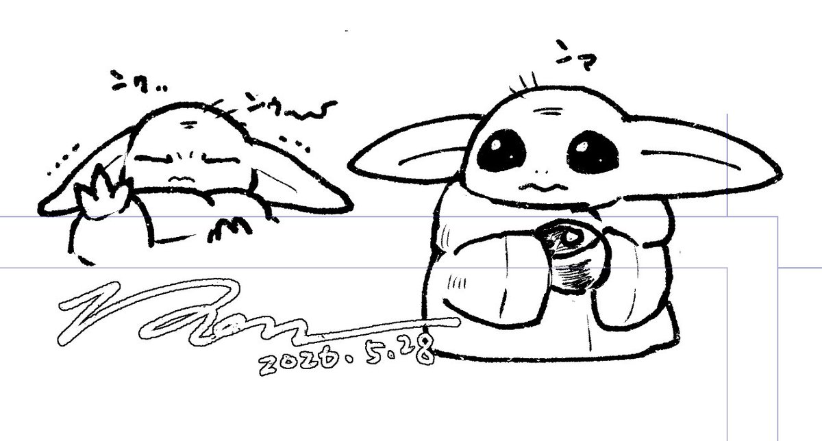 原稿の端っこに落書きしてたグーちゃん 