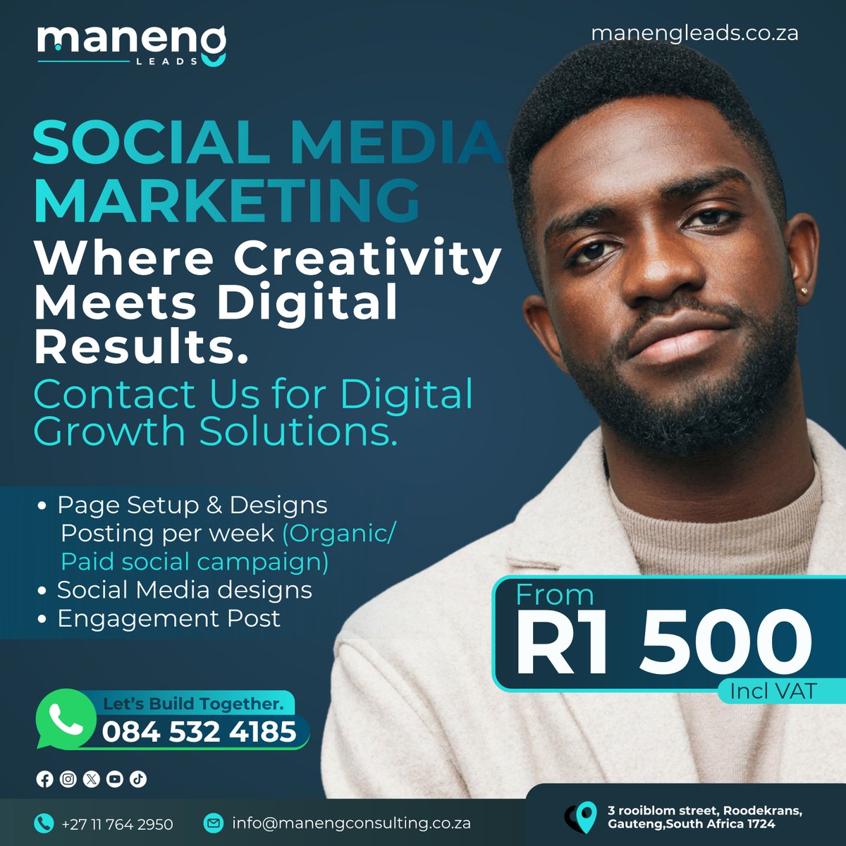 ManengLeads's tweet photo. Call:+27 11 764 2950
WhatsApp: +27 84 532 4185
Email:info@manengleads.co.za
Visit our website: https://t.co/Y5fyrJ3OkL
#manengleads #maneng #startup #business #graphicdesign #upgrade #graphic #design #BrandGrowth #ProfessionalExcellence #SMMA #BusinessMarketing #MarketingServices https://t.co/CzJRmELugS